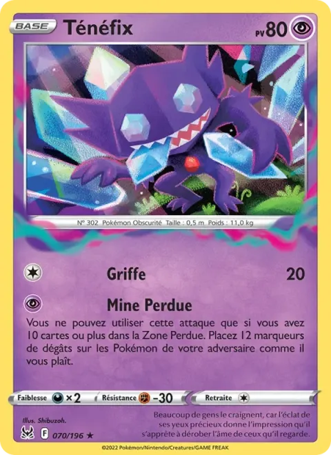 Carte Pokémon Ténéfix 070/196, extension Origine Perdue
