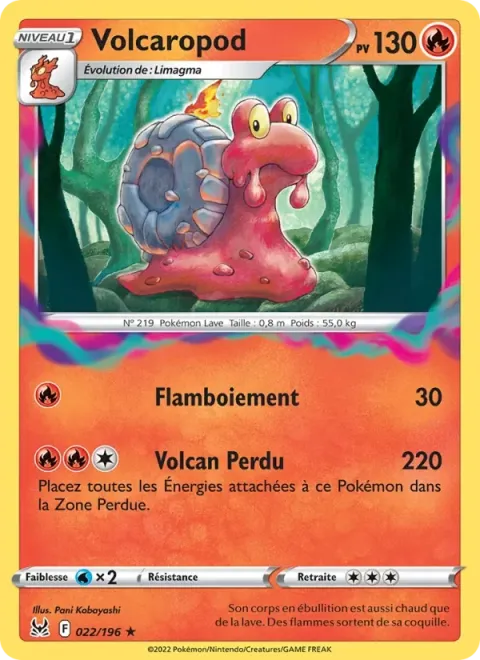 Carte Pokémon Volcaropod 022/196, extension Origine Perdue