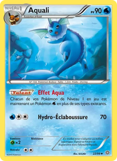 Carte Pokémon Aquali 022/098, extension Origines Antiques