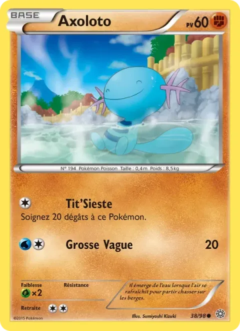 Carte Pokémon Axoloto 038/098, extension Origines Antiques