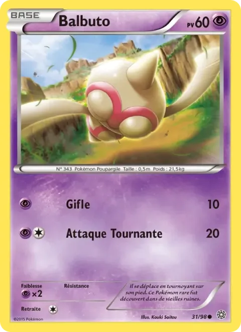 Carte Pokémon Balbuto 031/098, extension Origines Antiques