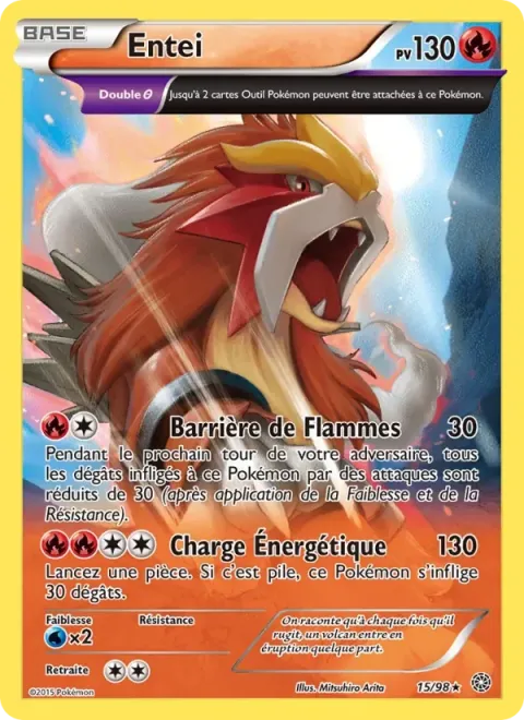 Carte Pokémon Entei 015/098, extension Origines Antiques