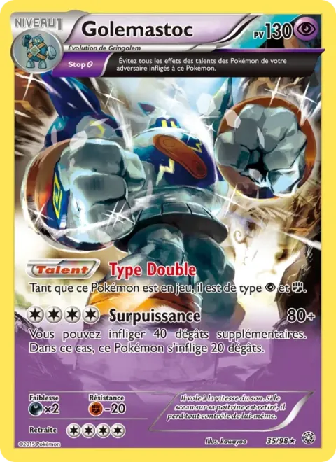 Carte Pokémon Golemastoc 035/098, extension Origines Antiques