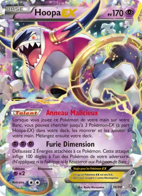 Carte Pokémon Hoopa EX 036/098, extension Origines Antiques