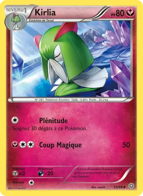 Carte Pokémon Kirlia 053/098, extension Origines Antiques