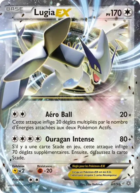 Carte Pokémon Lugia EX 068/098, extension Origines Antiques