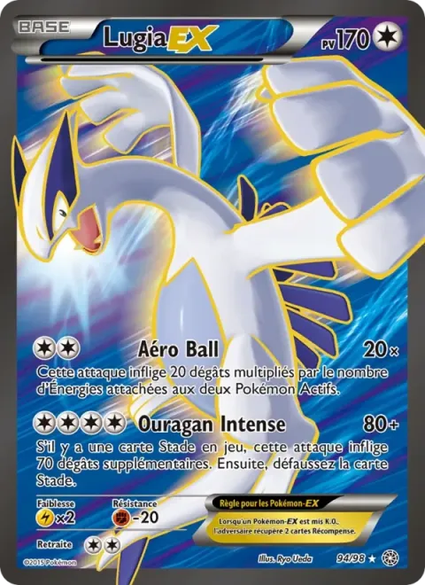 Carte Pokémon Lugia EX 094/098, extension Origines Antiques