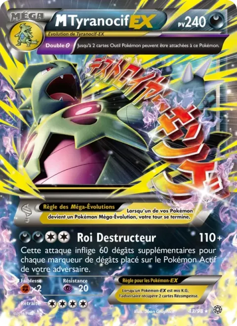 Carte Pokémon M-Tyranocif EX 043/098, extension Origines Antiques