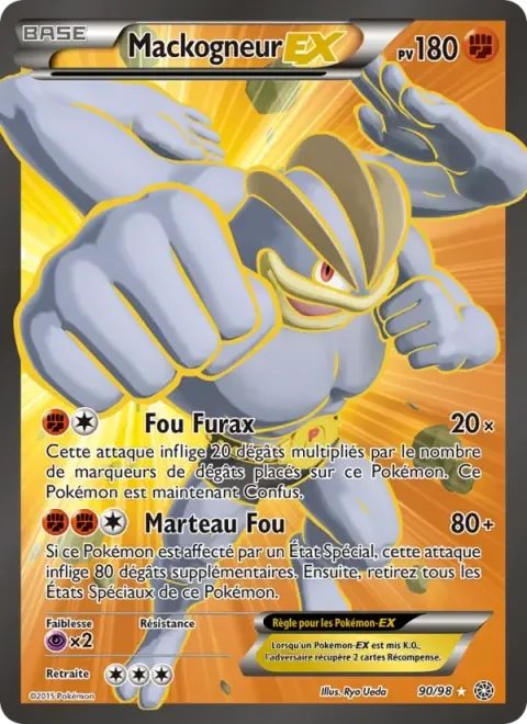 Carte Pokémon Mackogneur EX 090/098, extension Origines Antiques