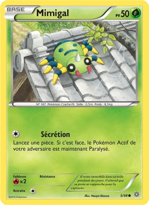 Carte Pokémon Mimigal 005/098, extension Origines Antiques