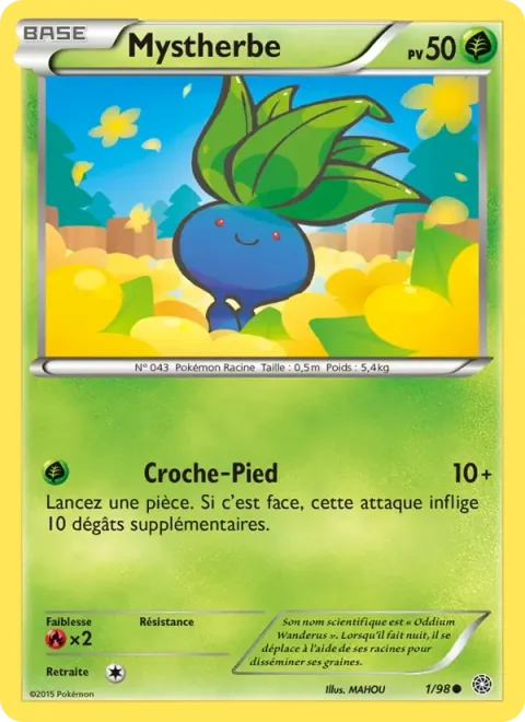 Carte Pokémon Mystherbe 001/098, extension Origines Antiques
