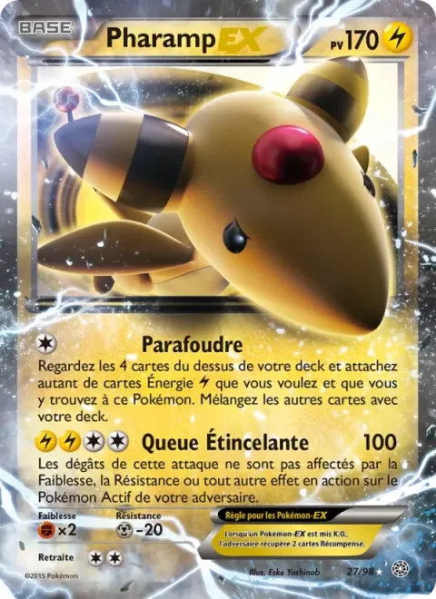 Carte Pokémon Pharamp EX 027/098, extension Origines Antiques