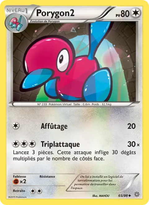 Carte Pokémon Porygon2 065/098, extension Origines Antiques