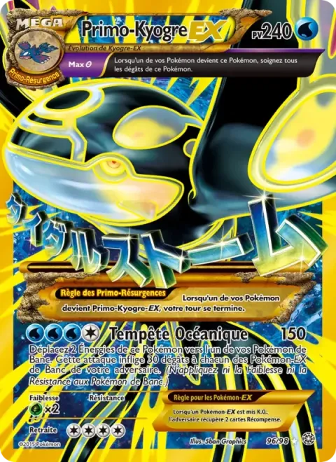 Carte Pokémon PrimoKyogre EX 096/098, extension Origines Antiques