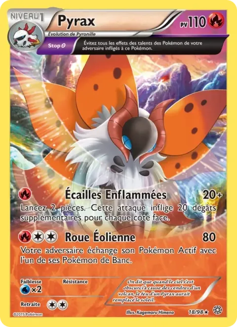 Carte Pokémon Pyrax 018/098, extension Origines Antiques