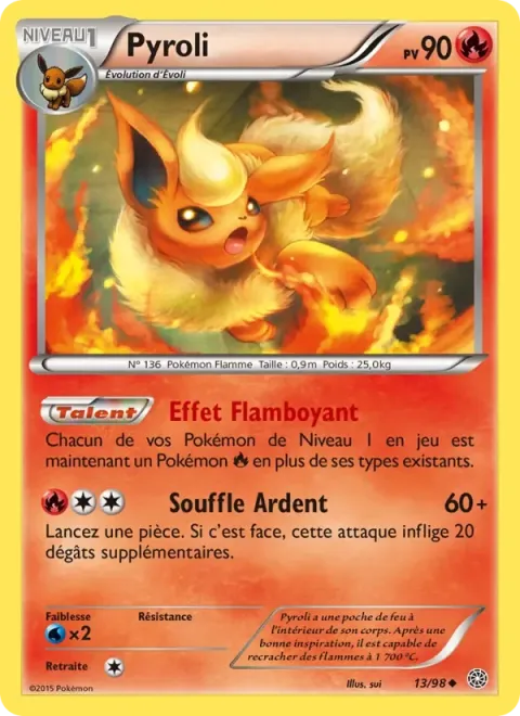 Carte Pokémon Pyroli 013/098, extension Origines Antiques