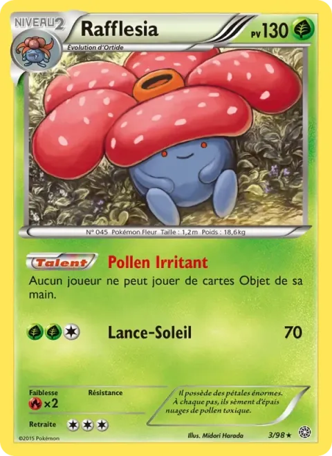 Carte Pokémon Rafflesia 003/098, extension Origines Antiques
