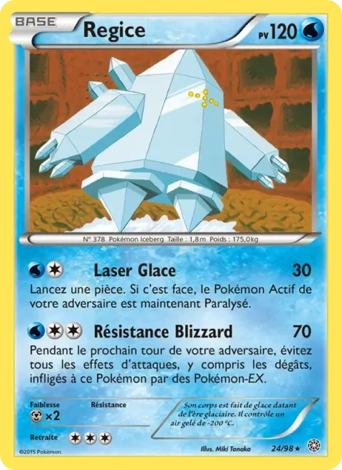 Carte Pokémon Regice 024/098, extension Origines Antiques