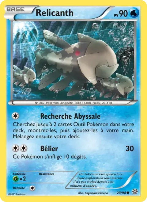Carte Pokémon Relicanth 023/098, extension Origines Antiques