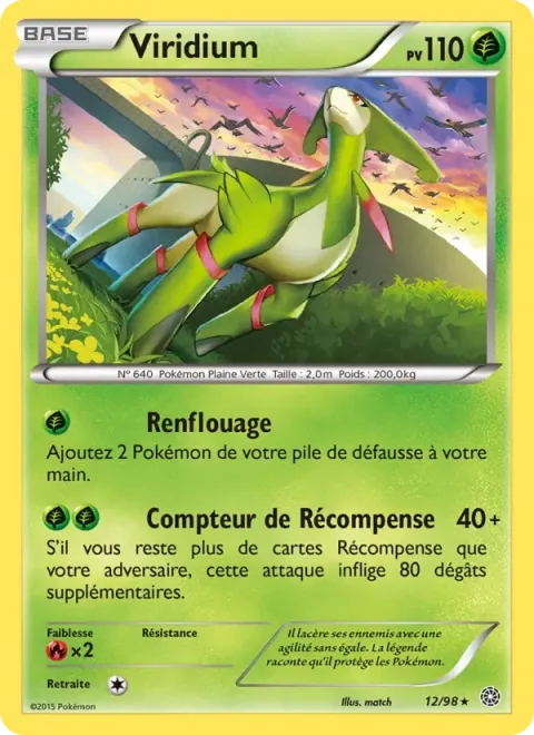Carte Pokémon Viridium 012/098, extension Origines Antiques