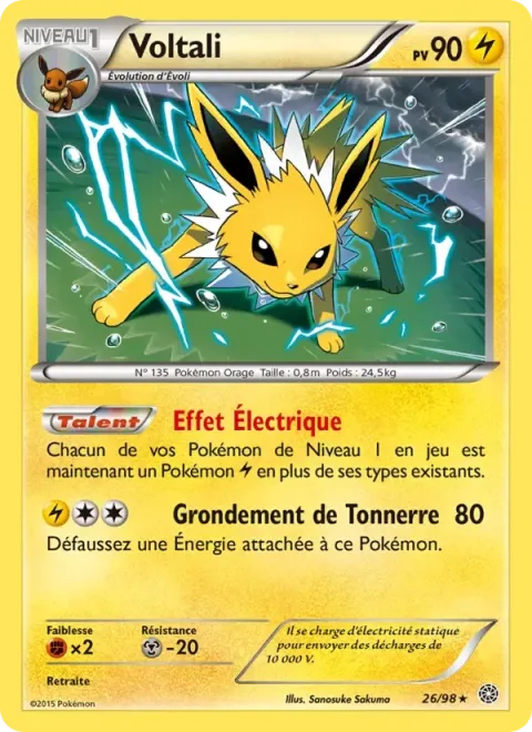 Carte Pokémon Voltali 026/098, extension Origines Antiques