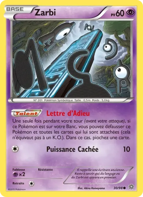 Carte Pokémon Zarbi 030/098, extension Origines Antiques