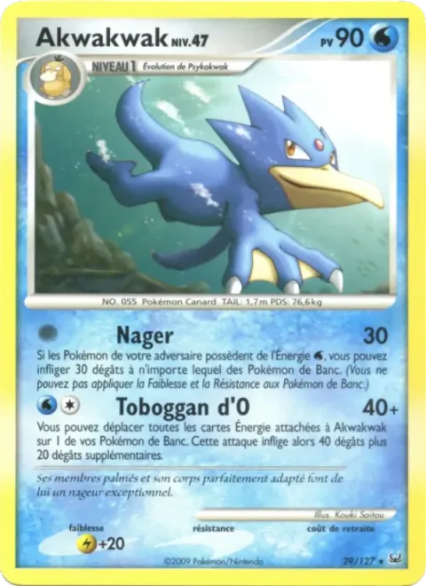 Carte Pokémon Akwakwak 029/127, extension Platine
