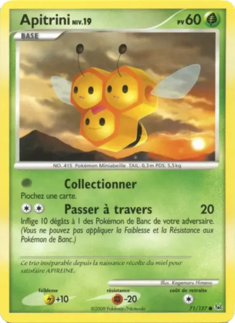 Carte Pokémon Apitrini 071/127, extension Platine