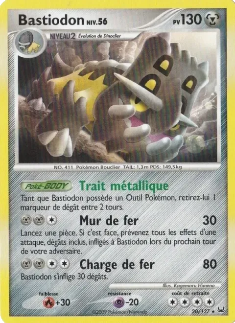Carte Pokémon Bastiodon 020/127, extension Platine