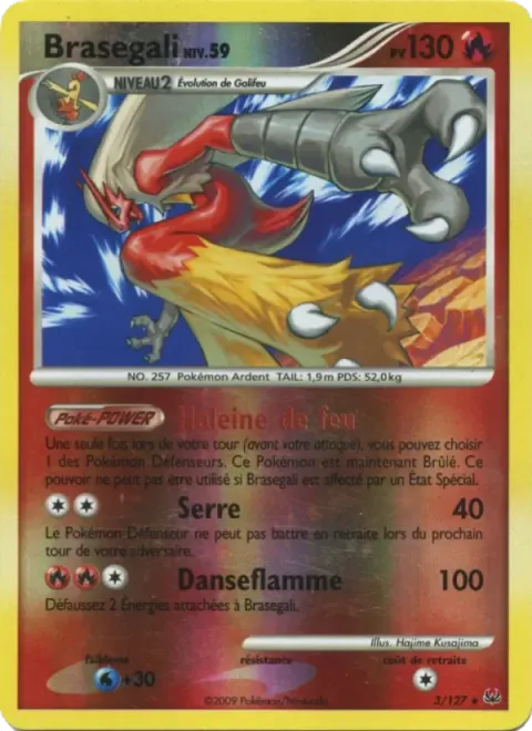 Carte Pokémon Braségali 003/127, extension Platine