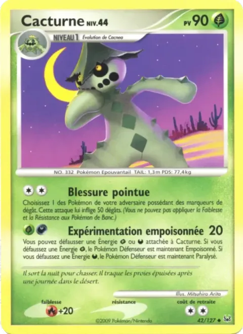 Carte Pokémon Cacturne 042/127, extension Platine