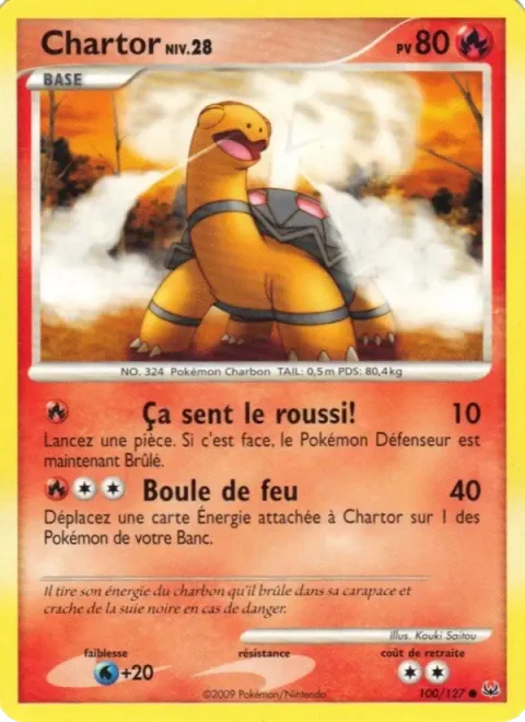 Carte Pokémon Chartor 100/127, extension Platine