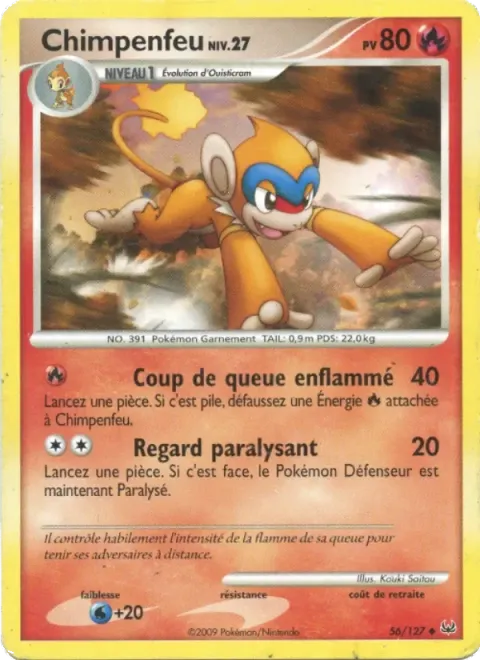 Carte Pokémon Chimpenfeu 056/127, extension Platine
