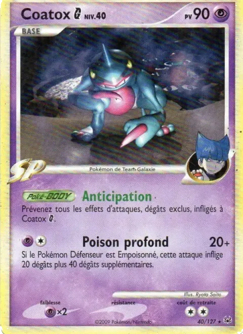 Carte Pokémon Coatox G 040/127, extension Platine