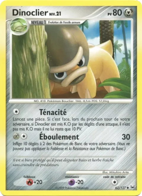 Carte Pokémon Dinoclier 062/127, extension Platine