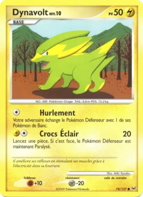 Carte Pokémon Dynavolt 074/127, extension Platine