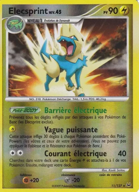 Carte Pokémon Élecsprint 011/127, extension Platine
