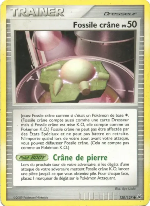 Carte Pokémon Fossile Crâne 120/127, extension Platine