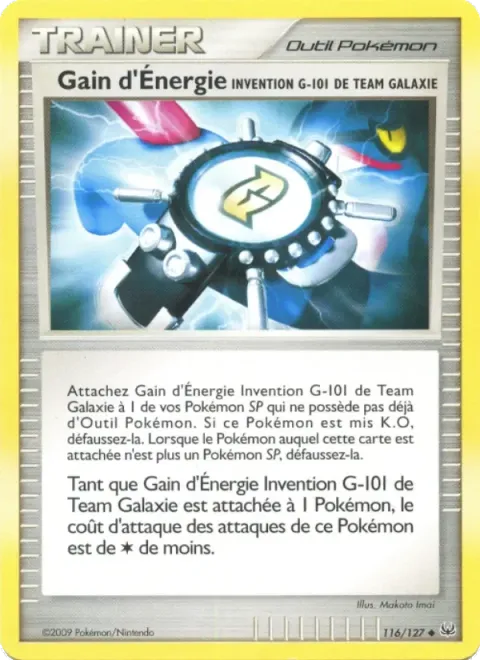 Carte Pokémon Gain d’Énergie Invention G-101 de Team Galaxie 116/127, extension Platine