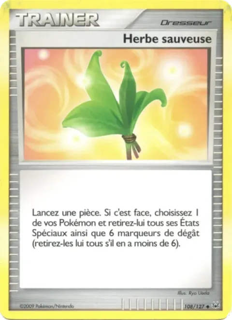 Carte Pokémon Herbe sauveuse 108/127, extension Platine