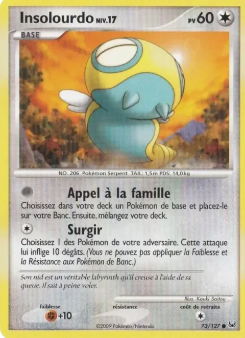 Carte Pokémon Insolourdo 073/127, extension Platine