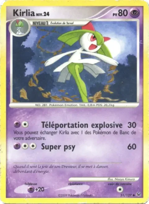 Carte Pokémon Kirlia 051/127, extension Platine