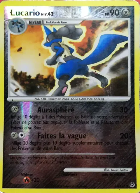 Carte Pokémon Lucario 053/127, extension Platine