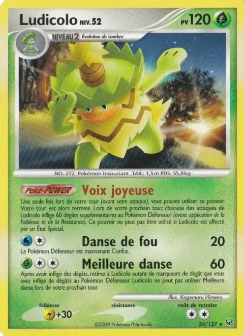 Carte Pokémon Ludicolo 034/127, extension Platine