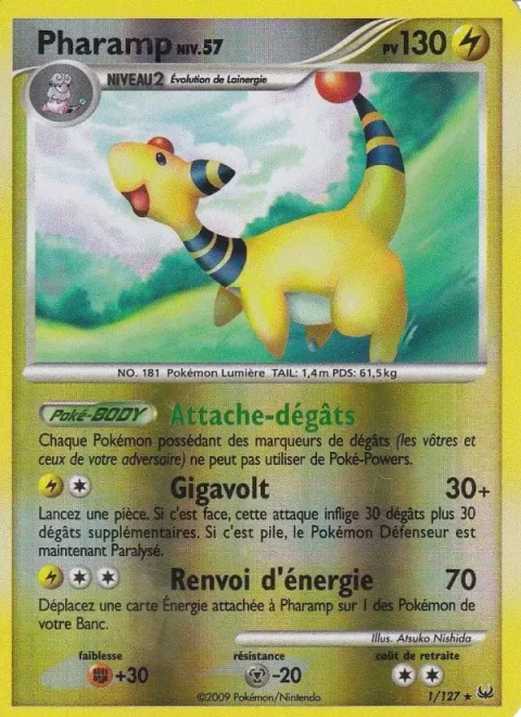 Carte Pokémon Pharamp 001/127, extension Platine