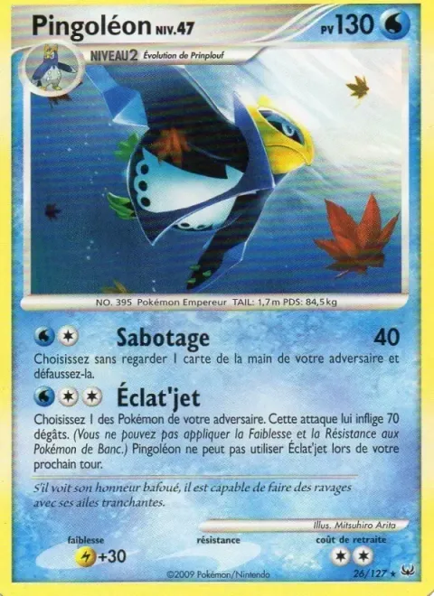 Carte Pokémon Pingoléon 026/127, extension Platine