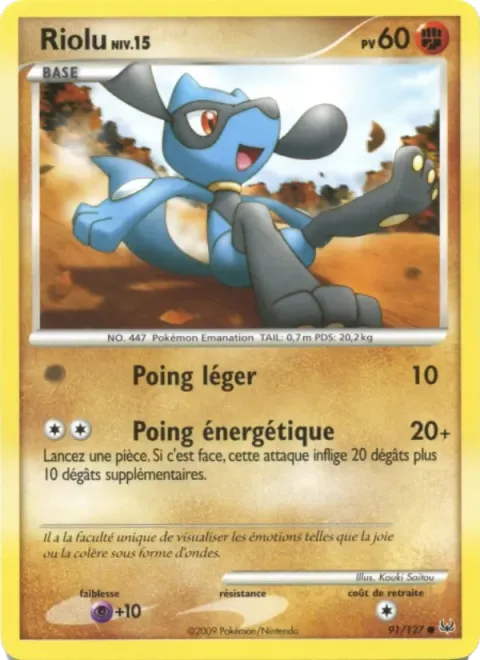 Carte Pokémon Riolu 091/127, extension Platine