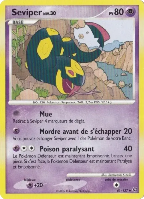 Carte Pokémon Séviper 061/127, extension Platine