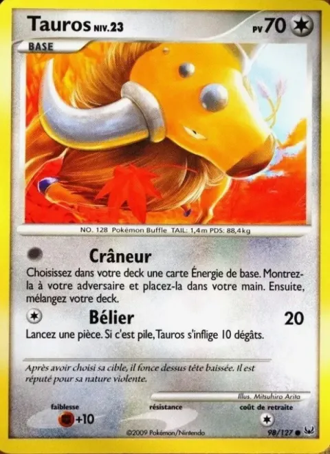 Carte Pokémon Tauros 098/127, extension Platine