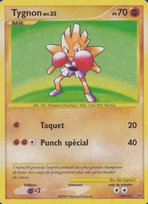 Carte Pokémon Tygnon 129/127, extension Platine